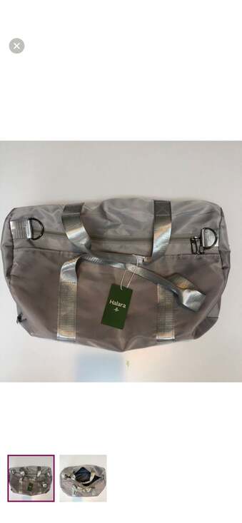 Halara Handbags - Halara Grey Nylon Gym Duffle Bag with Shoe Compartment
